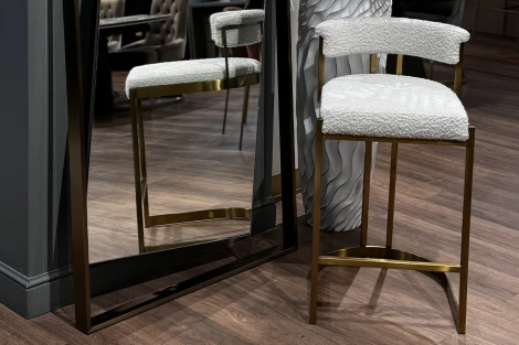 GY-08216 Стул барный, букле бежевый/матовое золото 50*55*85см Garda Decor