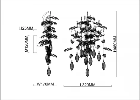 Бра Stilfort Ramo 2180/09/02W (220V, хрусталь, подвески, листья, ветки)