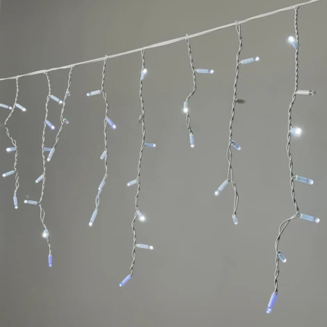 Гирлянда Бахрома 3,1 x 0,5 м белая с мерцанием белого диода 220В, 120 LED, провод белый каучук 2,3мм, IP65 Laitcom ECO120BLW-8-2W