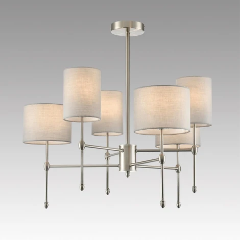 Потолочная люстра на штанге Lumion Latti 8262/6C металл/текстиль, никель/серый E14 6*40W 220V