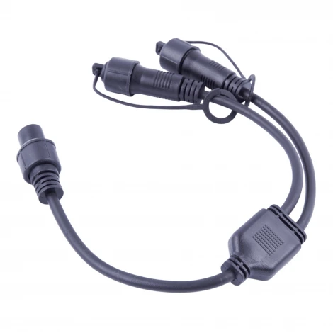 Провод-разветвитель для гирлянд серии F90PRO 0,4м. 2 выхода Статика/мерцание IP67 черный Uniel UCX-F90 S2/0.4M/BK