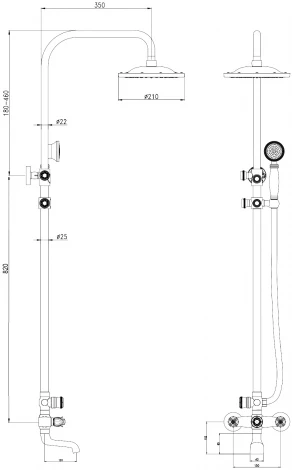 Душевая стойка Bronze de Luxe Florence 10131P для ванны с душем