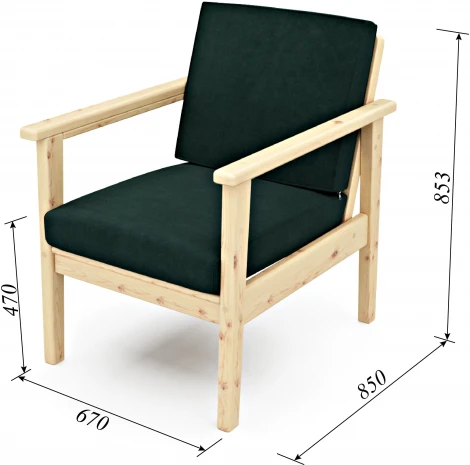 Кресло Arsko Лориан сосна велюр зеленый