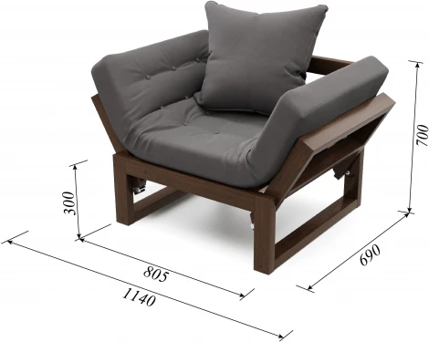 Кресло Arsko Амбер орех серый велюр