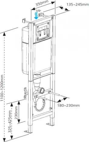 Комплект Cersanit Delfi Leon Black кнопка белая