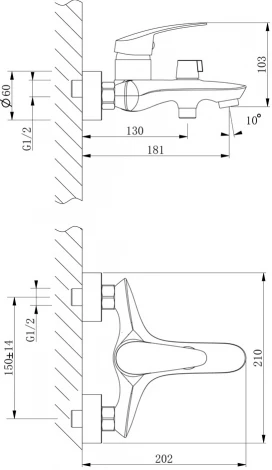 Смеситель Lemark Linara LM0414C для ванны с душем
