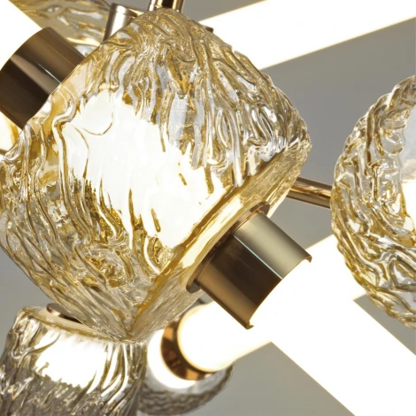 Потолочная люстра на штанге Odeon Light Kliff 5426/54CL золотой/белый/дымчатый/коньячный/металл/стекло/акрил LED 54W 3000K (220V)
