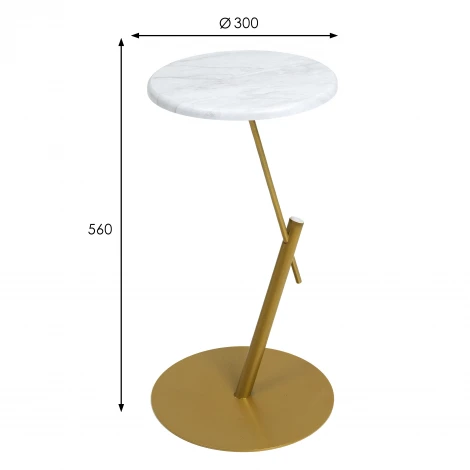 Стол приставной круглый МеталлАрт М015 белый мрамор/золото Mebelik 009507