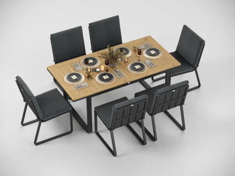 Обеденная группа Gardenini Premium Voglie (Алюминий,Ткань,Тик/Темно-серый,Светлое дерево) арт.DPVGL.010818.C2