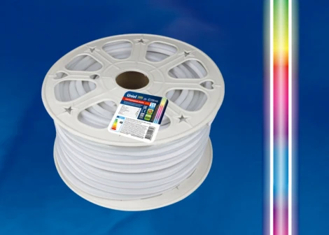 Светодиодная лента Uniel ULS-N22-5050-80LED/m-8mm-IP67-220V-10W/m-50M-RGB бобина