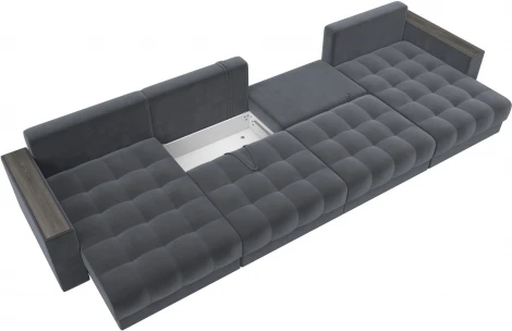 Диван П-образный с декором Лига-049 НПБ Лонг Лига Диванов (Велюр) арт.128560