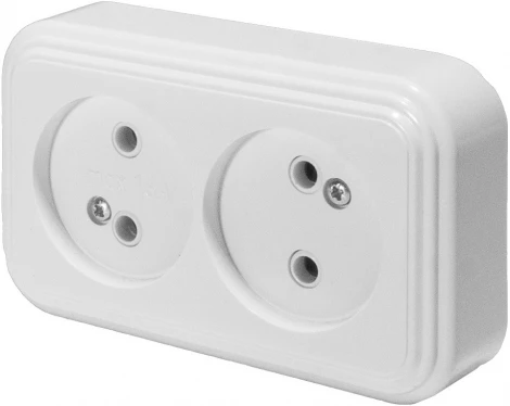 Розетка двойная без заземления (белый) Stekker Брест 39693