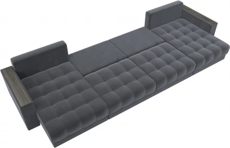 Диван П-образный с декором Лига-049 НПБ Лонг Лига Диванов (Велюр) арт.128560