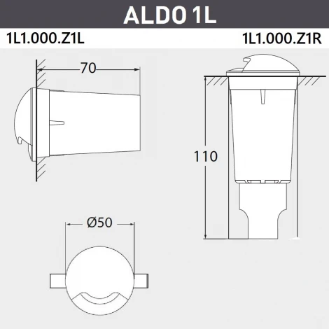 Встраиваемый светильник уличный Fumagalli Aldo 1L1.000.000.AXZ1L (220V, круглые, IP67)