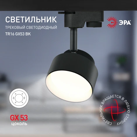 Трековый светильник ЭРА TR16 GX53 BK (220V)