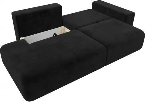 Диван прямой Лига-036 НПБ Модерн подлокотник справа (Черный/Велюр) Лига Диванов арт.121346