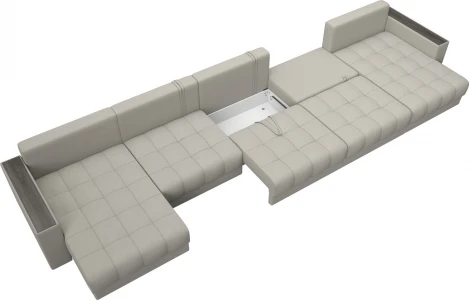 Диван П-образный с декором Лига-049 НПБ Мегалонг Лига Диванов (Рогожка) арт.128518