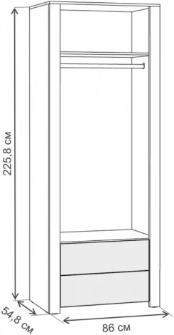Шкаф Джастин 13.339 (Джастин 13.339 белый PE шагрень / дуб белый exclusive OW D4430) Mobi арт.564844