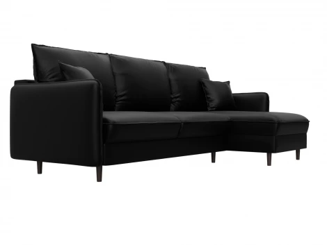 Диван угловой Лига-064 НПБ угол универсальный (ДСП/Дерево/Экокожа/Черный) Лига Диванов 129933