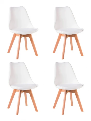 Набор 4 шт стул обеденный DOBRIN JERRY SOFT (ножки светлый бук, цвет сиденья белый (W-02))