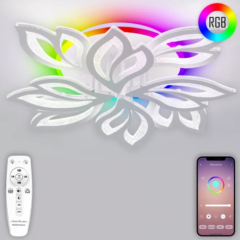 Потолочная люстра Natali Kovaltseva Sand LED LAMPS 81336 160W, белый, LED с RGB подсветкой (220V, пульт управления, управление смартфоном, цветы)