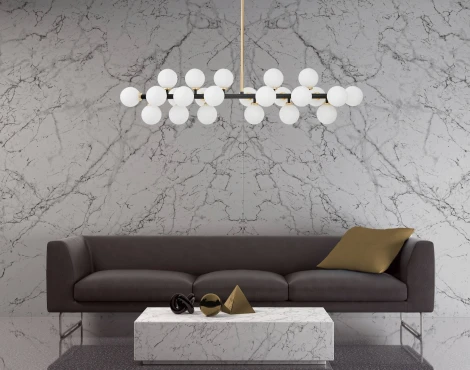 Потолочная люстра на штанге Lumina Deco Marsiada LDP 6033-24 BK+GD (220V, шарики, молекулы)