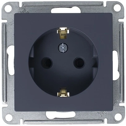 Розетка встраиваемая с заземлением и шторками (грифель) Systeme Electric AtlasDesign ATN000745