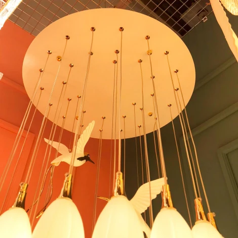 Подвесная люстра ярусная каскадная (цветы, птички) Cloyd Argana 11236 (220V, на проводе, цветы, птички)