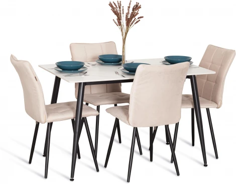 Стул обеденный Bari Tetchair (Флок/Бежевый,Черный) арт.24800
