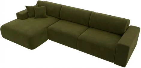Диван угловой Лига-036 НПБ Классик Лонг левый угол (Зеленый/Микровельвет) Лига Диванов арт.121385L