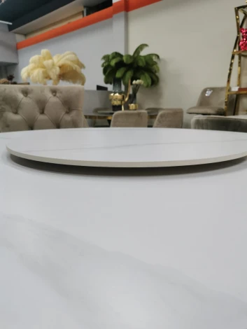 Стол обеденный IST-CASA Мелоди DT-018L, 140х140х75 см, белый мрамор/серебро