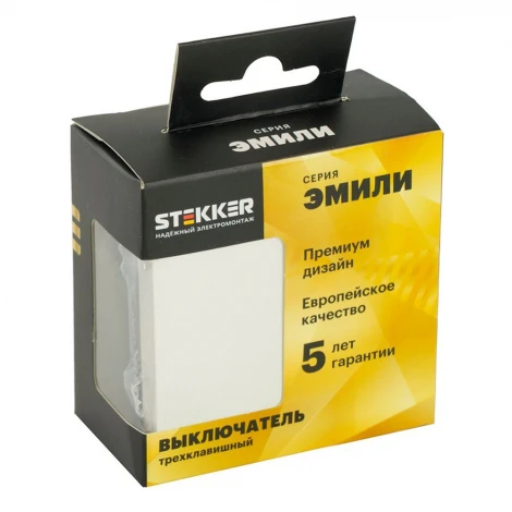 Переключатель одноклавишный (белый фарфор, soft touch) Stekker Эмили 50232