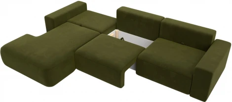 Диван угловой Лига-036 НПБ Классик Лонг левый угол (Зеленый/Микровельвет) Лига Диванов арт.121385L