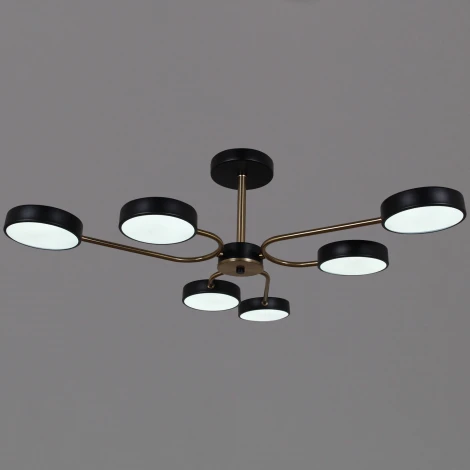 Потолочная люстра на штанге светодиодная Reluce 03325-0.3-06 BK+COPPER (220V)