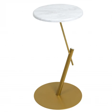 Стол приставной круглый МеталлАрт М015 белый мрамор/золото Mebelik 009507