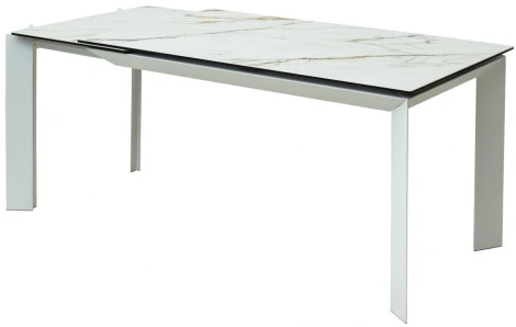 Стол CREMONA 180 KL-188 Контрастный мрамор матовый, итальянская керамика/ белый каркас М-City