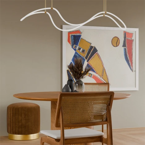 Потолочная люстра на штанге с гибким неоном Lightera Nyasa LE117L-150GB Wi-Fi (LED, 220V, управление смартфоном, голосовое управление, умный дом - Алиса, Tuya Smart, Маруся, Smart Life, Экосистема Сбер)