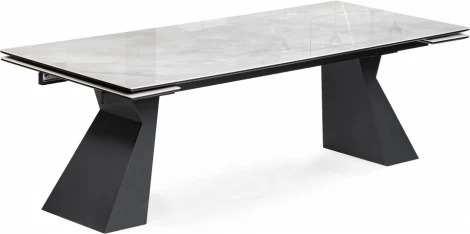 Стеклянный стол Денхольм 240 (Денхольм 240(290)х100х75 rystal onyx bianco / черный) Woodville арт.588037