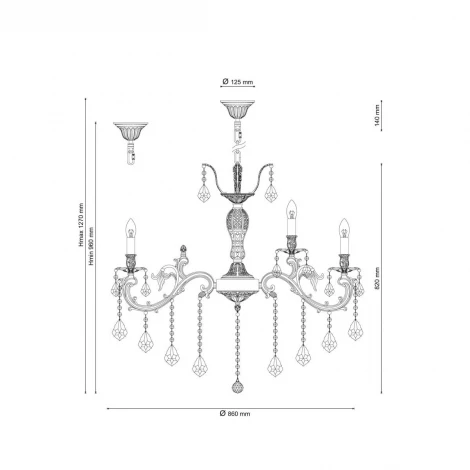 Большая люстра BARLETTA 122.10.5 coffe gold (220V, на цепи, подсвечник, свеча)