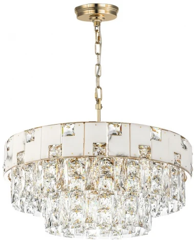 Подвесная люстра Odeon Light Chessi 5076/11 золото/прозрачный/белый/металл/хрусталь/алебастр E14 11*40W (220V, подвески, на цепи, круглые)