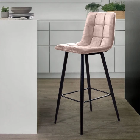 Стул барный UNO, бархат бежевый 5/ чёрный конус Top Concept UNO 78449