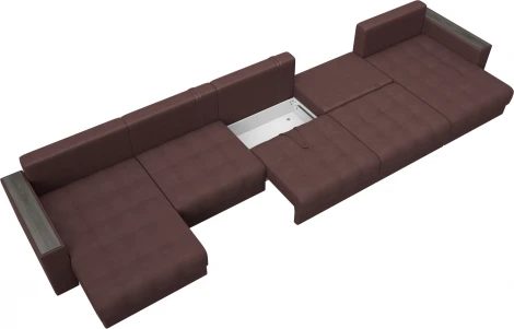 Диван П-образный с декором Лига-049 НПБ Мегалонг Лига Диванов (Замша) арт.128545
