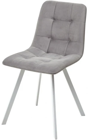 Стул CHILLI-Q SQUARE светло-серый #26, велюр / белый каркас, 4 шт./1 к