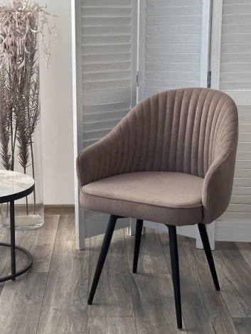 Стул ШЕЛЛ 360 град. поворот. цвет B5 Капучино, велюр / черный каркас M-City 64762