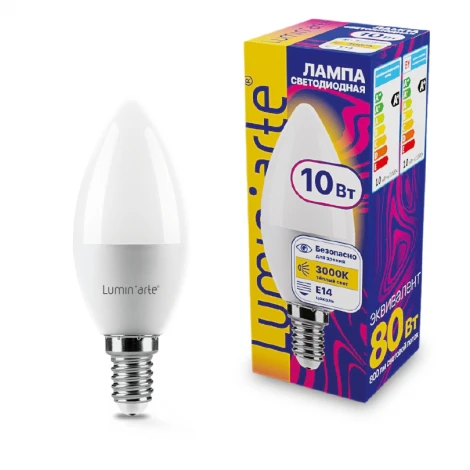Светодиодная лампа 10Вт 3000K E14 Lumin'arte LSTD-C37-10W3KE14