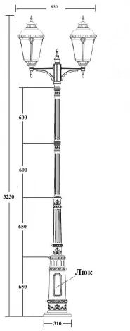 Наземный фонарь Oasis Light MUNICH 2М 79760MA/E7 Gb (220V, фонарь, IP44)