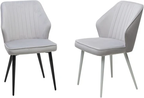 Стул M-City SEATTLE-V СВЕТЛО-СЕРЫЙ BM-4, велюр / черный каркас