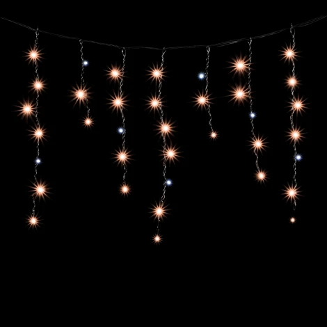 Гирлянда Бахрома 3,1 x 0,5 м Экстра Тепло-Белая с Мерцанием Белого Диода 220В, 150 LED, Провод Черный ПВХ, IP54