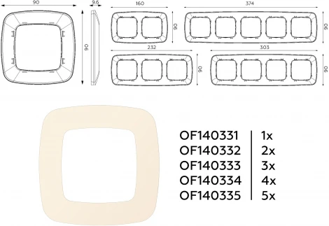 Рамка Ambrella Volt OMEGA Ecta (Бежевый матовый) 3-ая OF140333