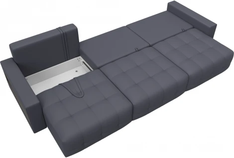 Диван прямой с полками Лига-053 НПБ Лонг Лига Диванов (Экокожа) арт.128921